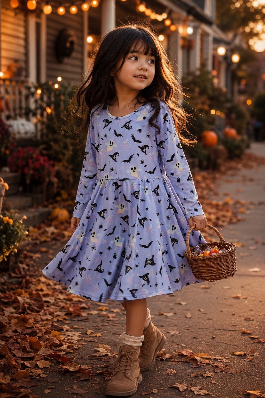 Whimsical Spooky Friends Halloween Buttery Soft Twirl Dress